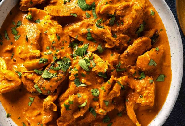 Rich creamy and delicious. Marinated chickenmeat cooked with